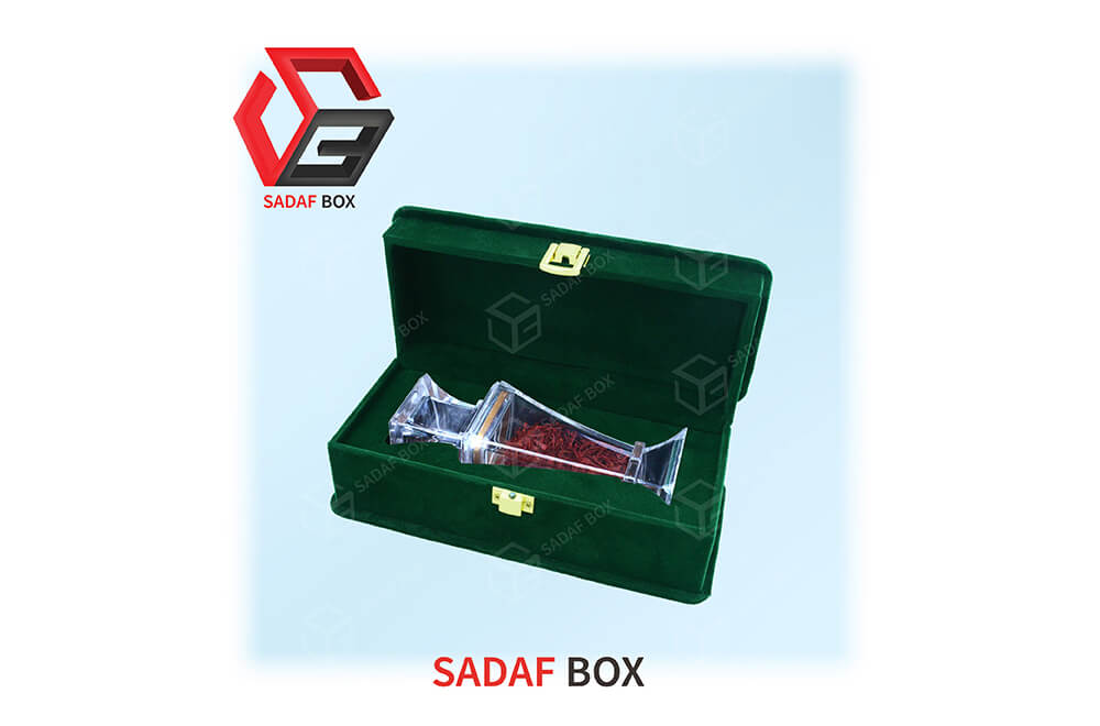 saffron box 20x10cm - dark green velvet saffron box