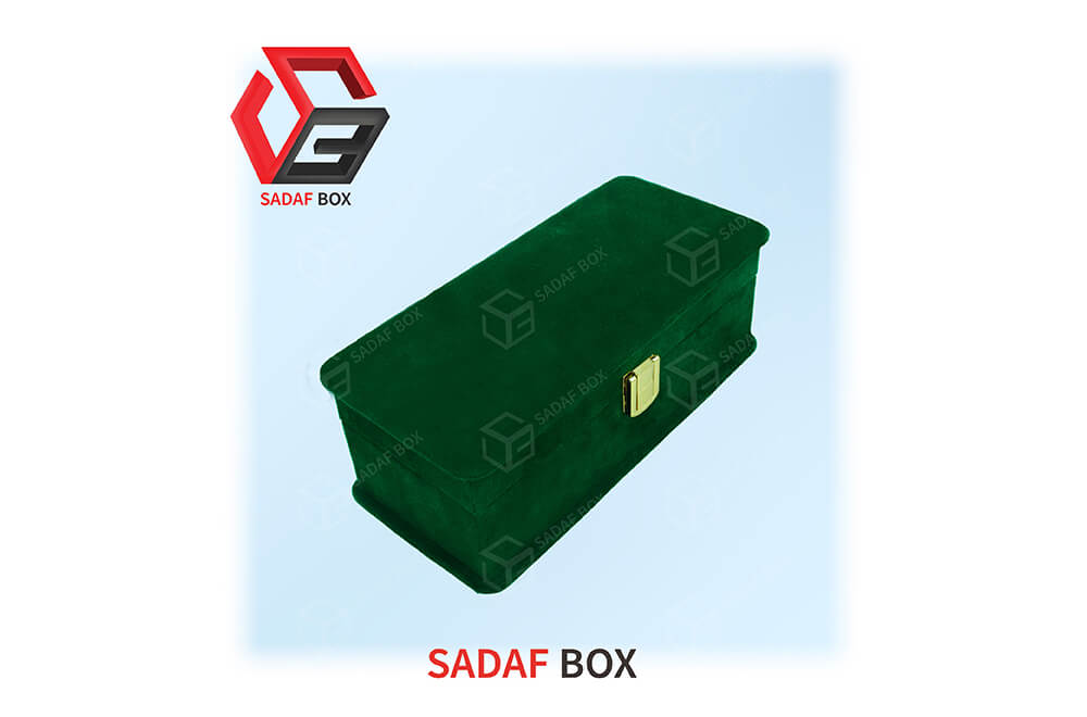 saffron box 20x10cm - dark green velvet saffron box