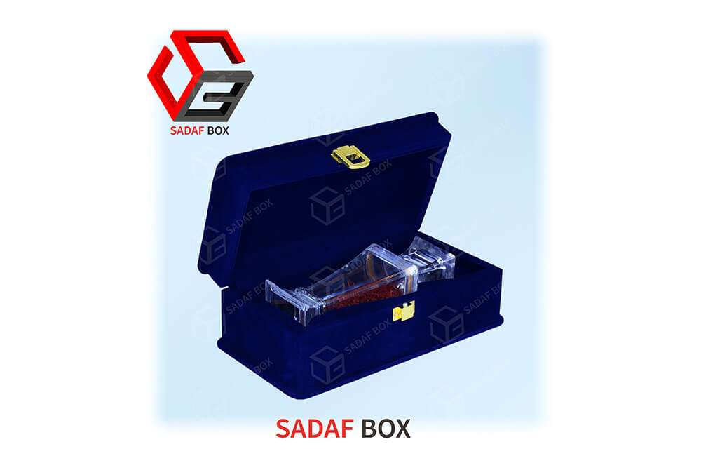 saffron box 20x10 cm - dark blue velvet saffron box