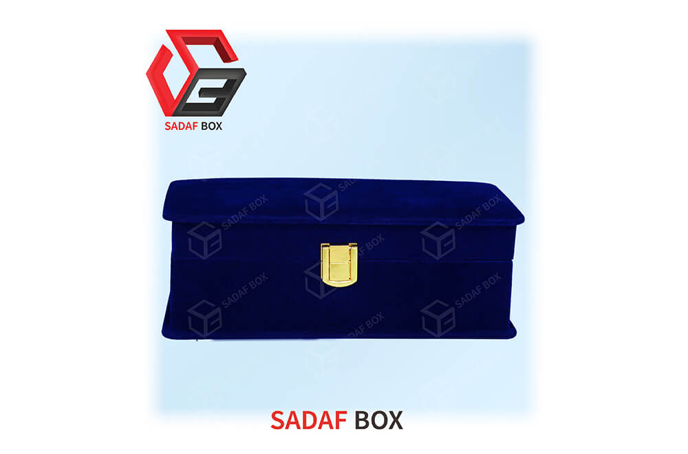 saffron box 20x10 cm - dark blue velvet saffron box