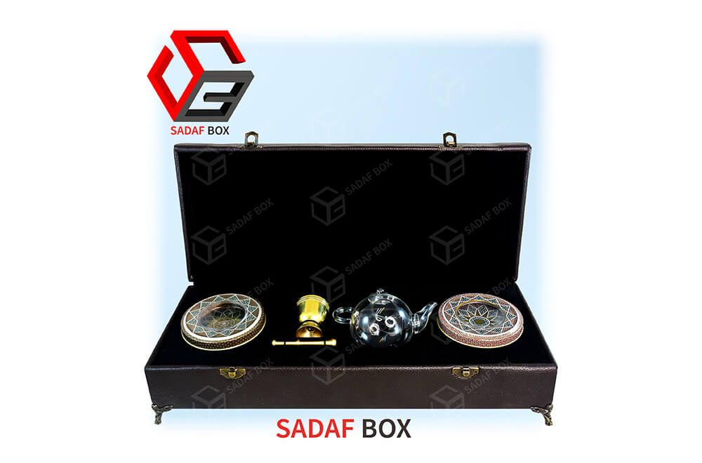 black leather saffron box 41x15 cm